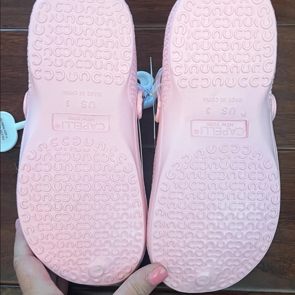 Capelli of New York Kids Pink Crocs with Fruit Designs